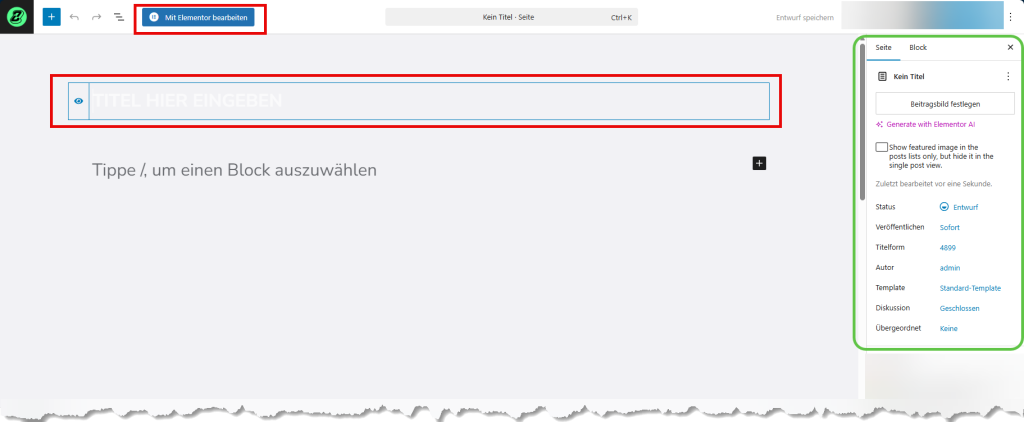 wordpress neue seite in der seitenuebersicht erstellen